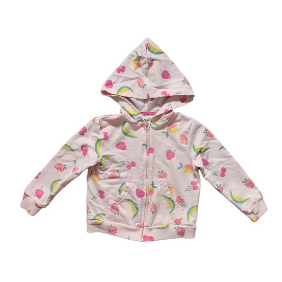 Jessica Simpson Toddler Girls Pink Fruits Hoodie Full Zip Sweatshirt Size 2T - Picture 1 of 7